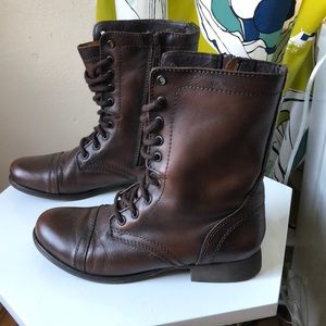 Steve Madden brown leather combat Troopa boot